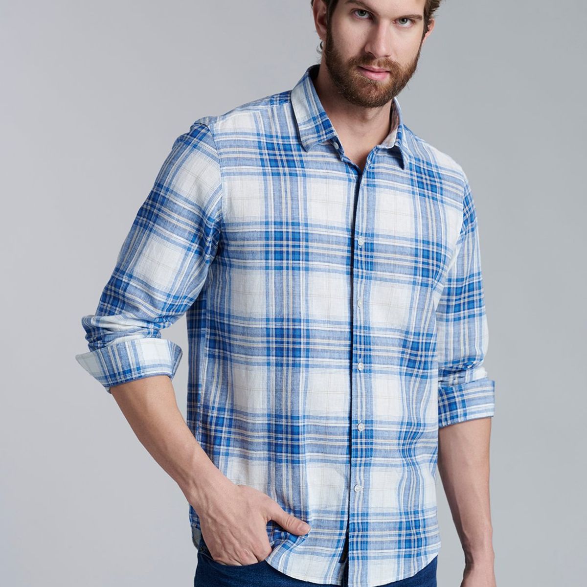 FEROUCH - Camisa Checkered Montana Fj Beige Ferouch