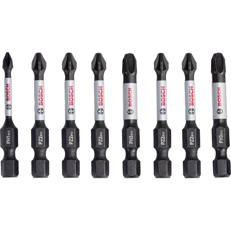BOSCH - 8 Puntas Impact Control PH1, PH2, PH3, PZ2, PZ3x50mm - Bosch