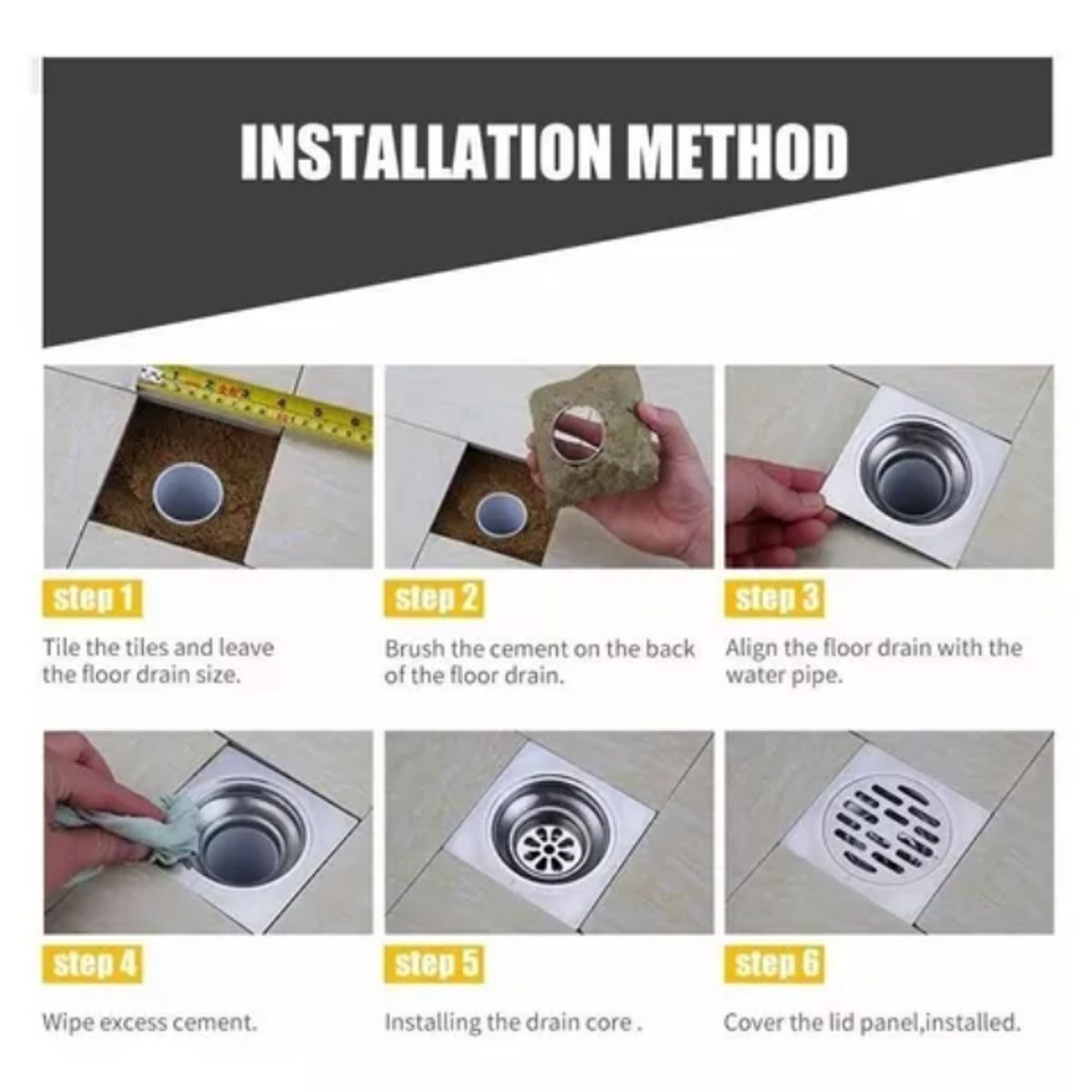 GENERICO - Piso Drenaje Antiolor Ducha Drenaje Antiobstrucción Cabello Baño