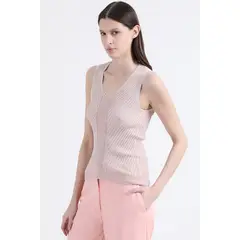 LIOLA - Top Largo, Tejido Punto Con Hilo Metalizado, Rosa