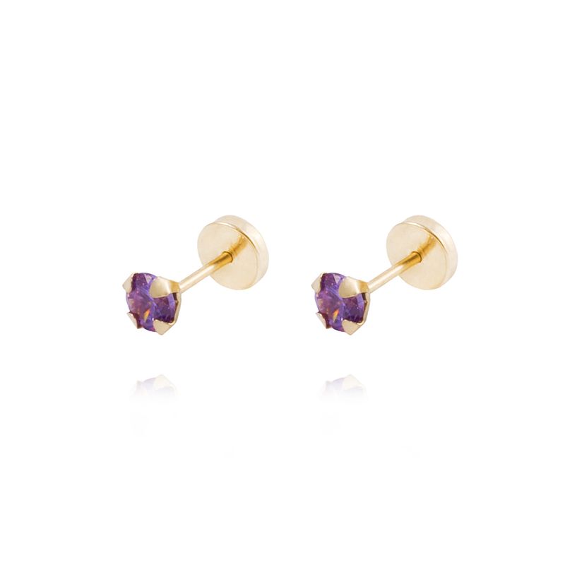JB JOYAS BARON - Aros de Oro 18kt Circón 4,0mm Modelo Abridor