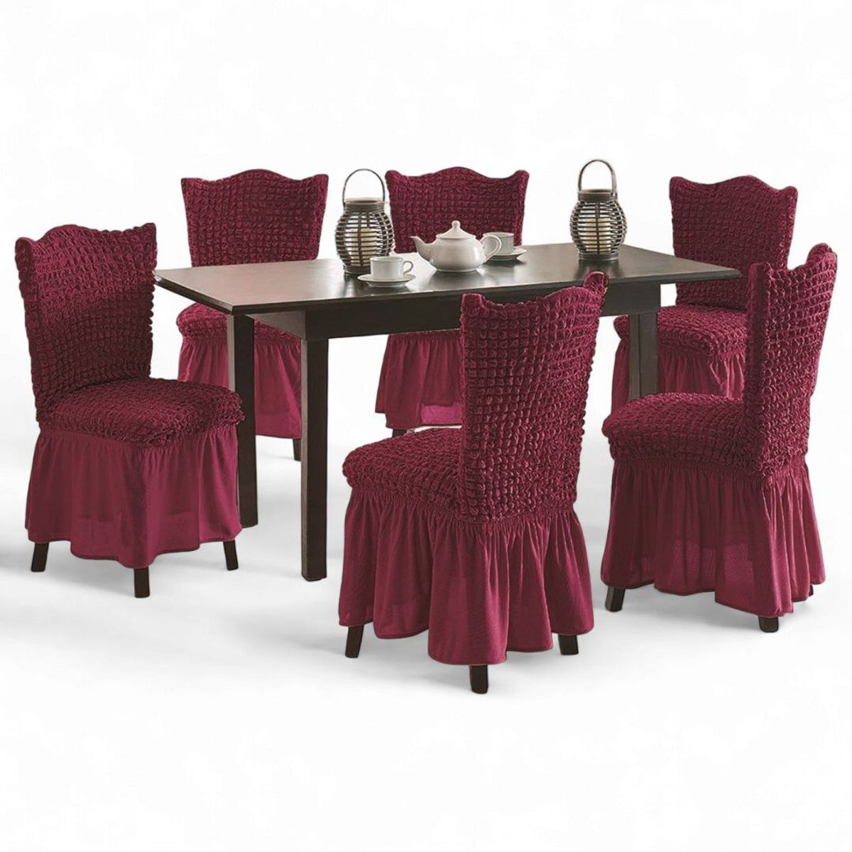 GENERICO - Juego De 6 Fundas Turcas Cubre Sillas Elasticadas Comerdor Budeo