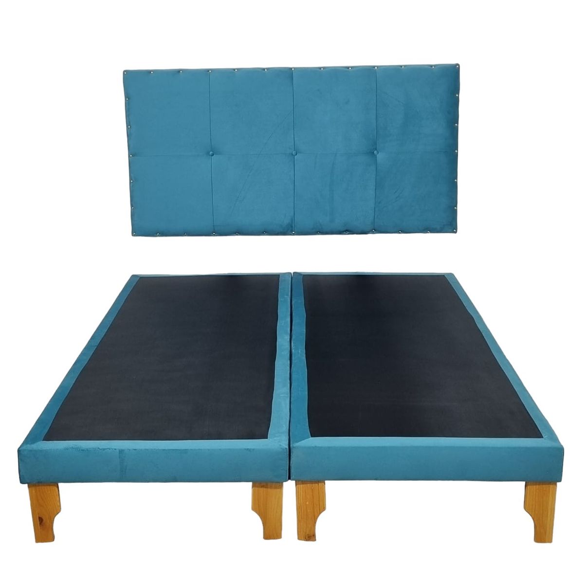 DISEÑOS VALESTRINI - CAMA EUROPEA DOS PLAZAS FELPA TURQUESA