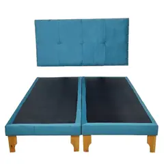 DISEÑOS VALESTRINI - CAMA EUROPEA DOS PLAZAS FELPA TURQUESA
