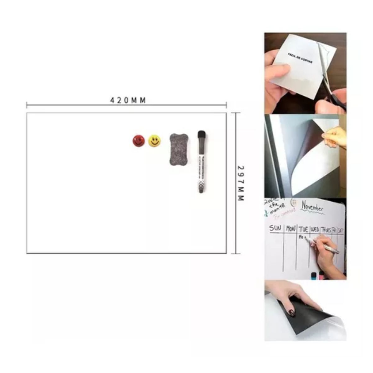 GENERICO - Pizarra Magnética Para Refrigerador A3 Pizarra Flexible Imán
