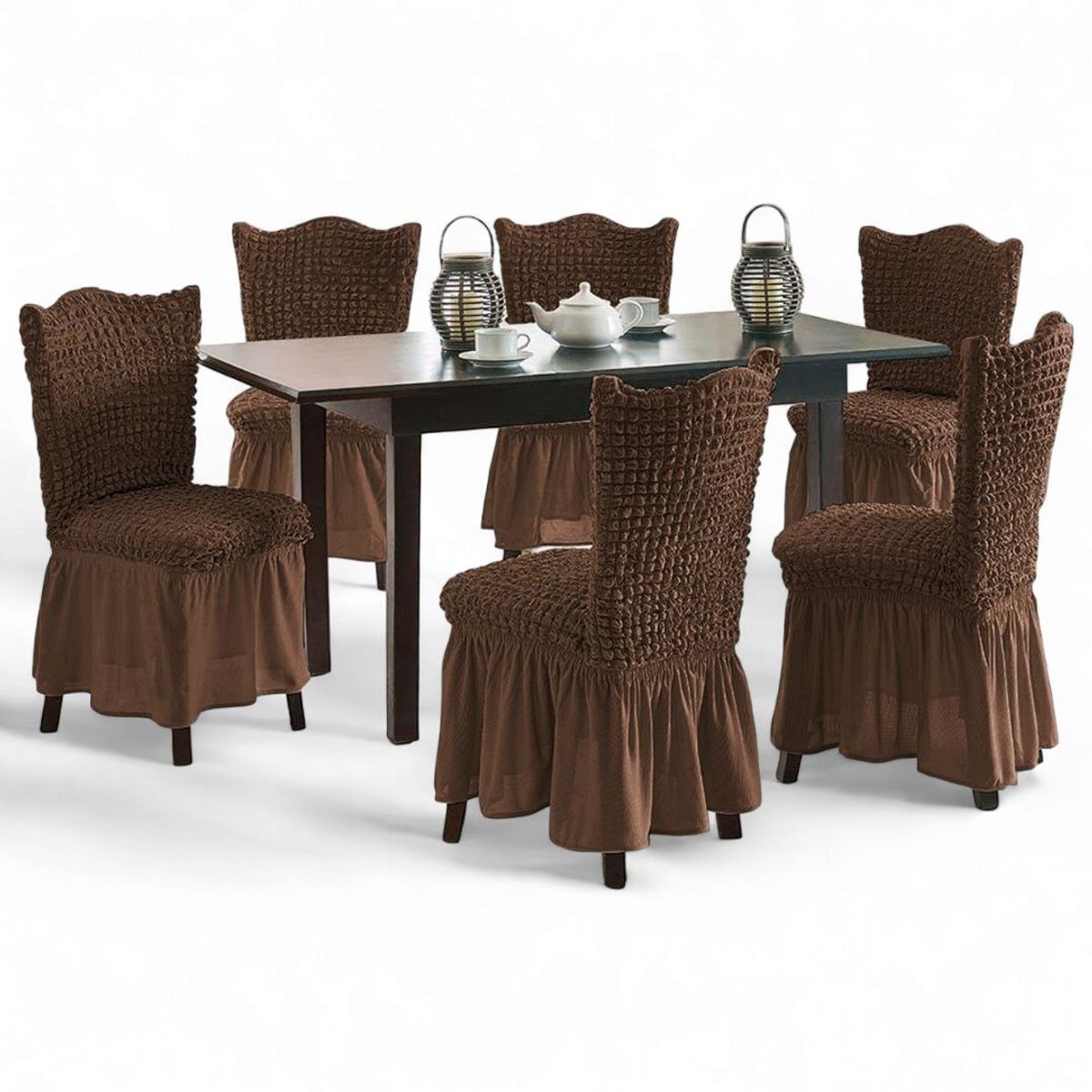 GENERICO - Juego De 6 Fundas Turcas Cubre Sillas Elasticadas Comerdor Cafe