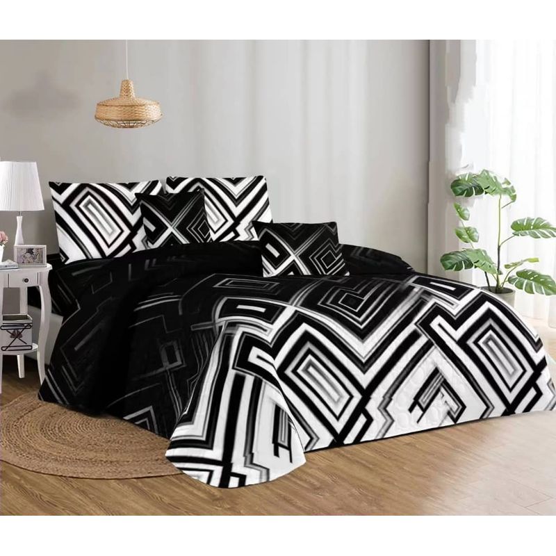 GENERICO - CUBRECAMA DE VERANO QUILT CON DISEÑO KING DEGRADADO NEGRO TF