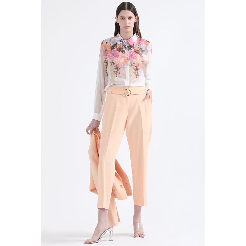 LIOLA - Pantalon Sastre Tiro Alto Con Cinturon, Durazno Liola