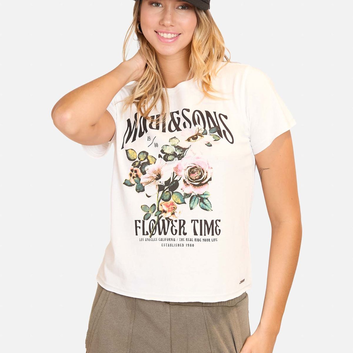 MAUI AND SONS - Polera MC Lawndale Blanco Mujer Maui And Sons