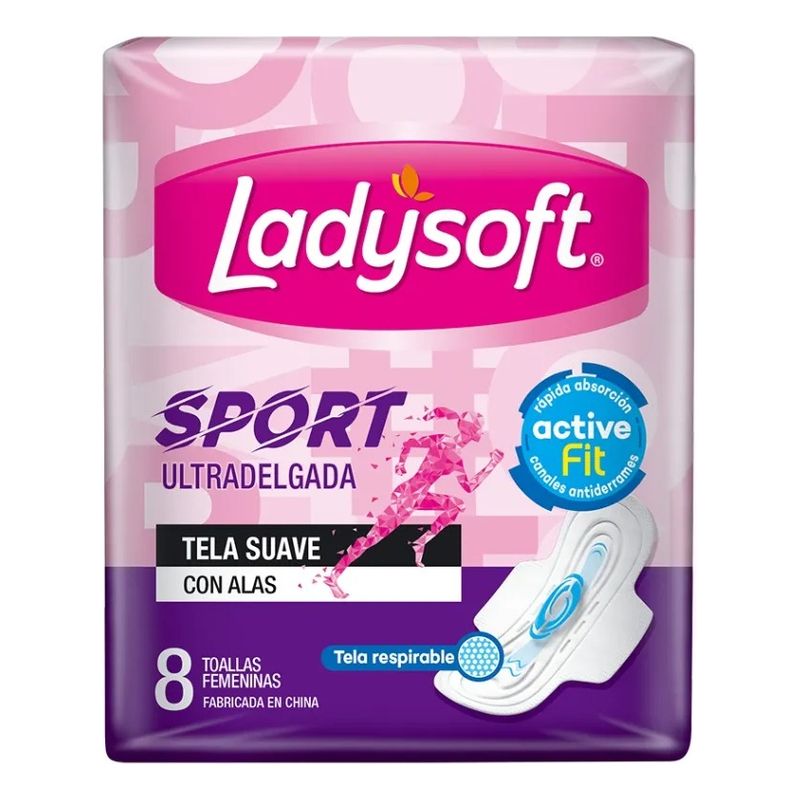 LADYSOFT - Ladysoft Toalla Higiénica Sport Ultradelgada Tela Suave 8un