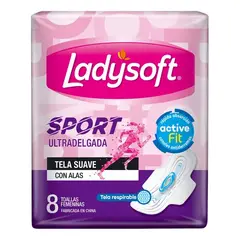 LADYSOFT - Toalla Higiénica Sport Ultradelgada Tela Suave 8un
