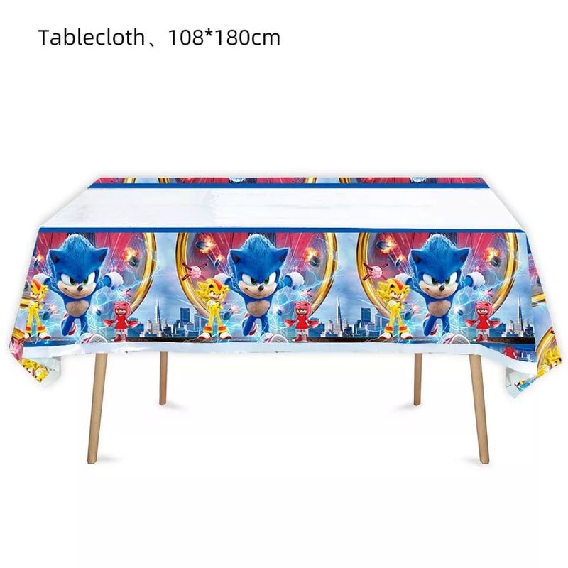 GENERICO - Mantel decorativo para cumpleaños sonic