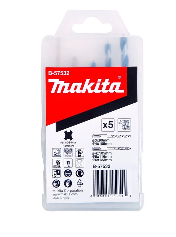 Set Brocas SDS-Plus Para Metal y Madera 5 Pzas -