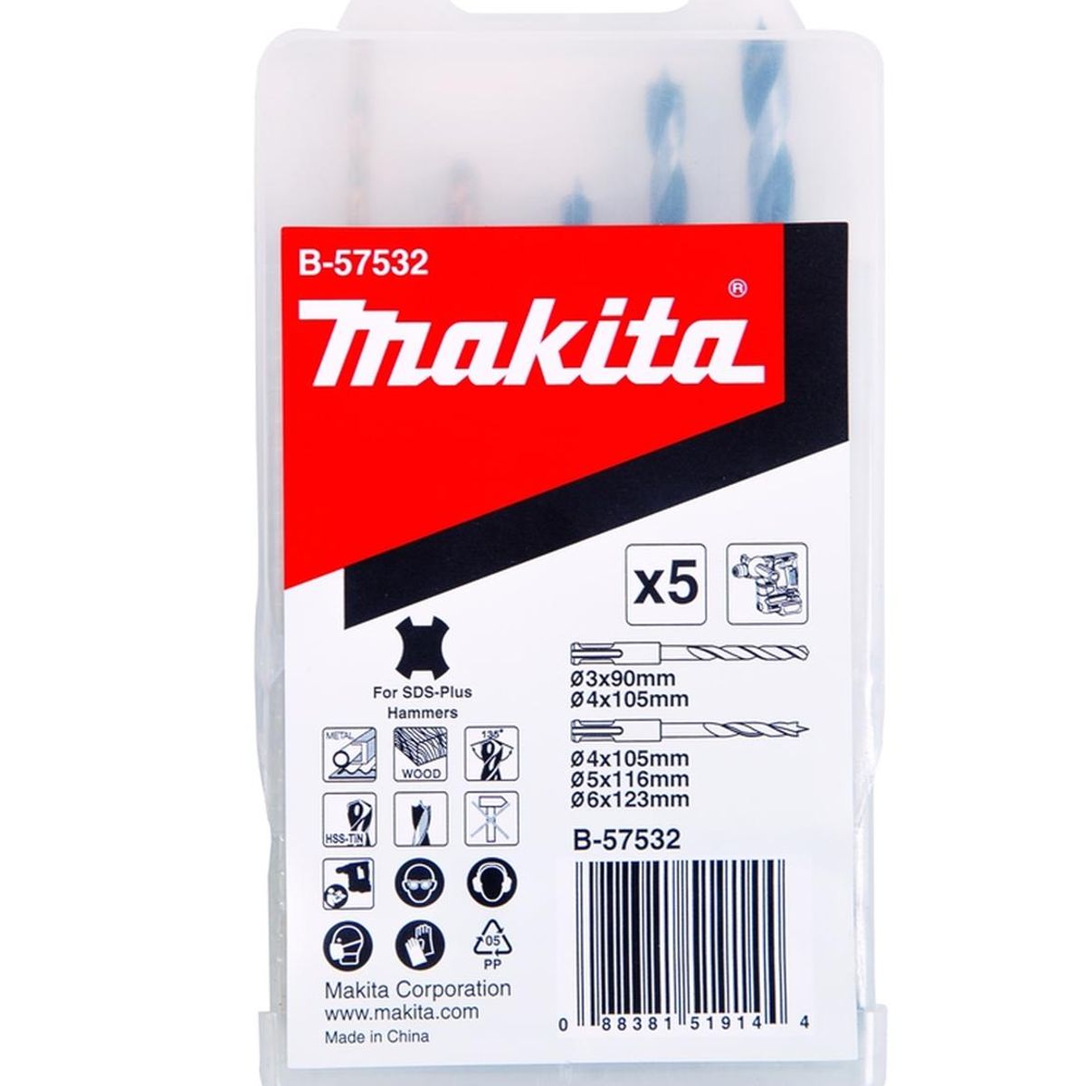 MAKITA - Set Brocas SDS-Plus Para Metal y Madera 5 Pzas - Makita