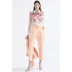 LIOLA - Pantalon Sastre Tiro Alto Con Cinturon, Durazno