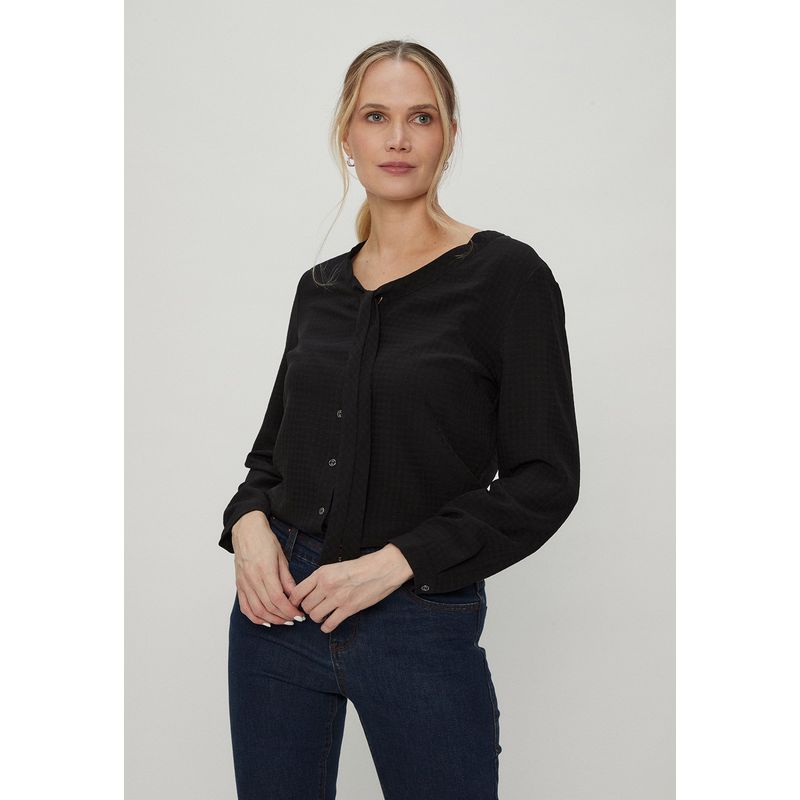 MA GRIFFE - Blusa Manga Larga Negro Mujer Magriffe