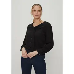 MA GRIFFE - Blusa Con Lazo En Escote Negro Magriffe