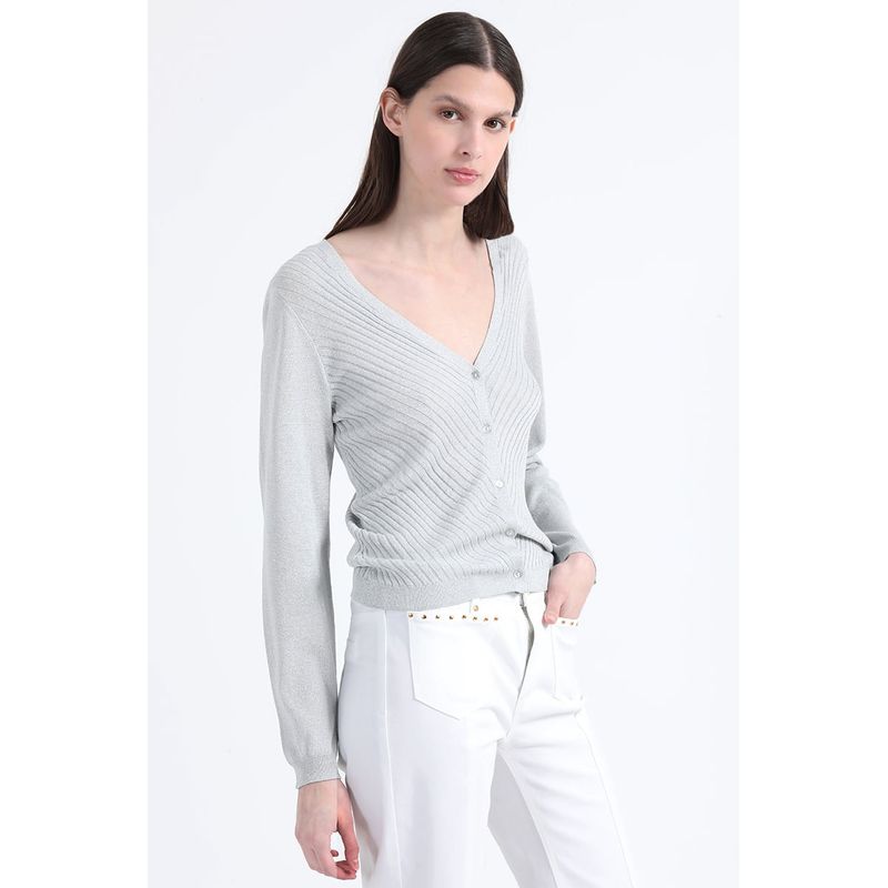 LIOLA - Cardigan Tejido Lurex Mix, Celeste Liola