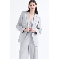 Blazer Entallado Listado Lurex Gris