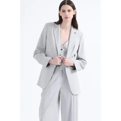 LIOLA - Blazer Entallado Listado Lurex Gris