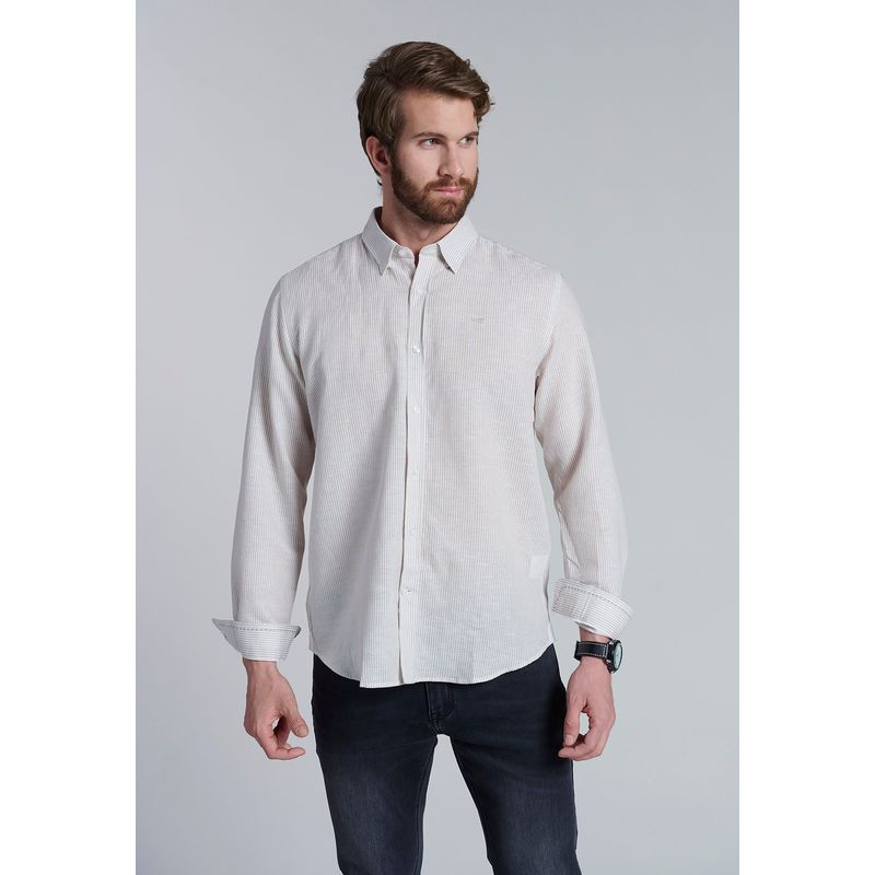 FEROUCH - Camisa Listada Sport F Beige Ferouch