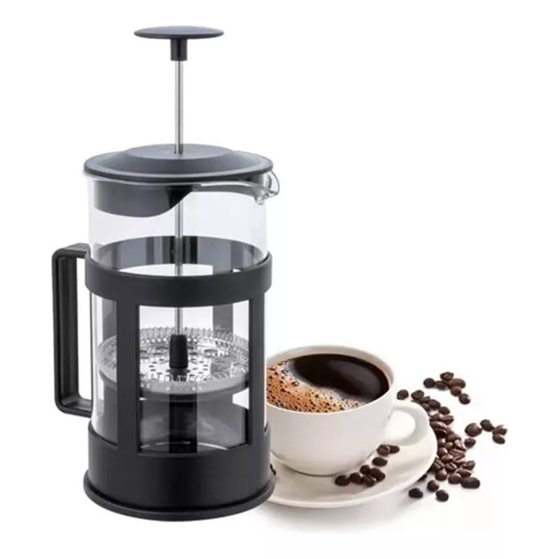 GENERICO - Cafetera Prensa Francesa 1000ml Vidrio Filtro 1 Litro Negra