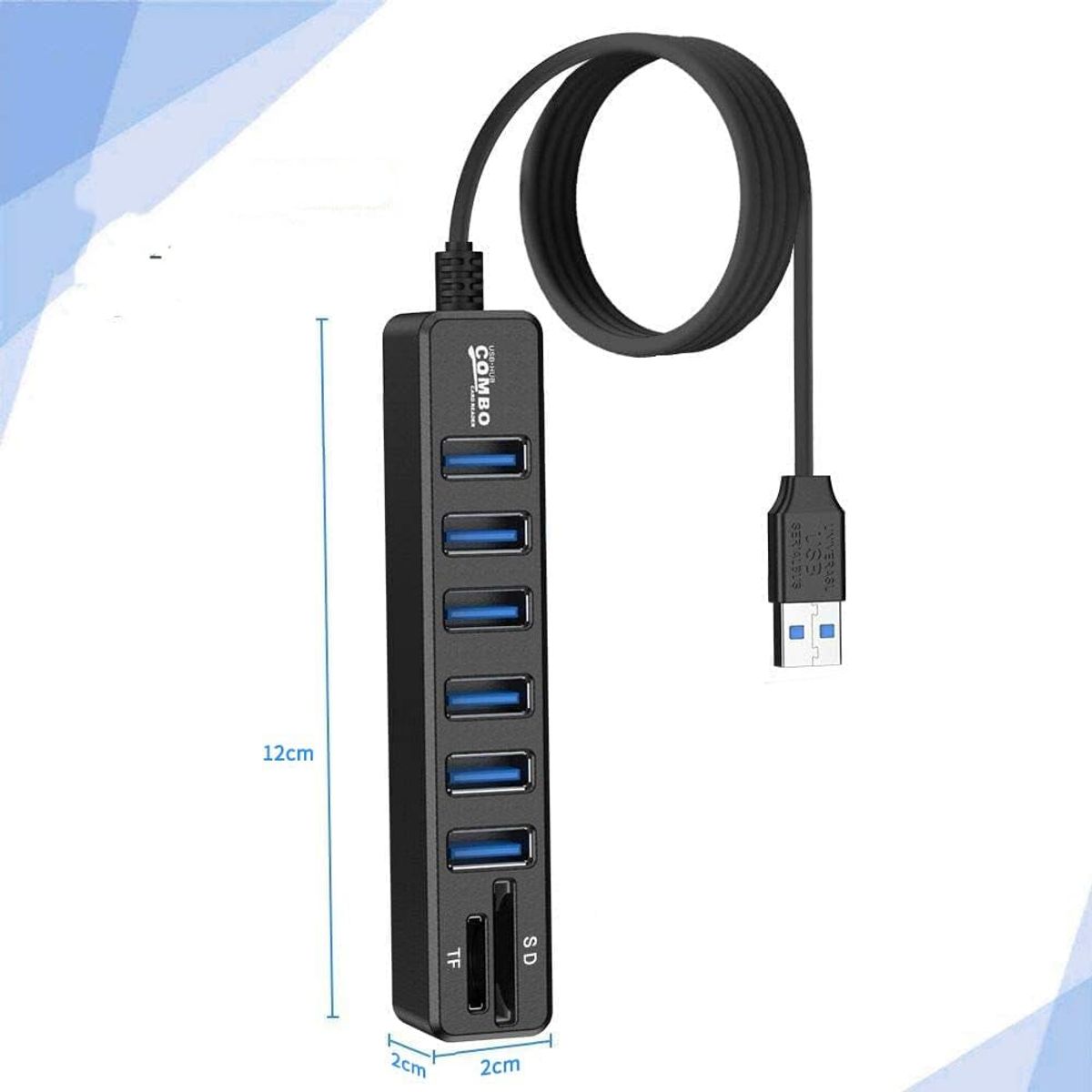 GENERICO - Hub 6 Puertos Multi Usb 3.0 Adaptador Con Lector Tarjeta Sd