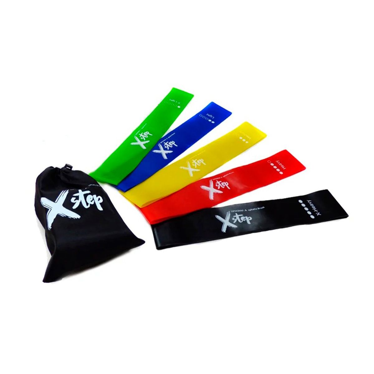 GENERICO - PACK 5 BANDAS ELASTICAS X-STEP PARA EJERCICIOS RESISTENCIA