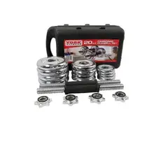 ANGELES DEL HOGAR - Set Mancuernas Maleta 20kg Pesas Hierro Barra+discos Unibles