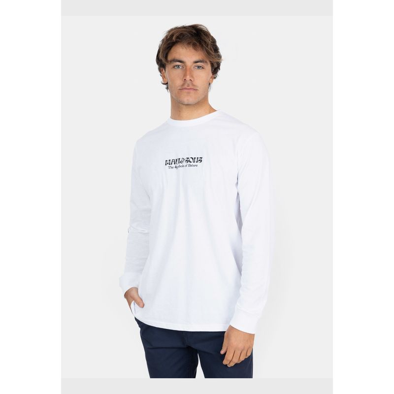 MAUI AND SONS - Polera ML Tiki Tribe Hombre Blanco Maui And Sons