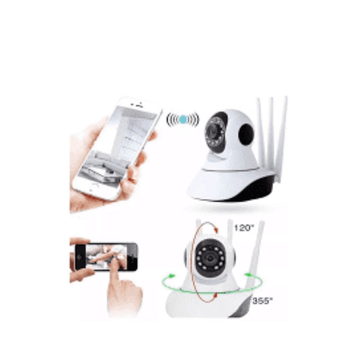 GENERICO - CAMARA IP SEGURIDAD WIFI HD ROBOTIZADA 3 ANTENAS