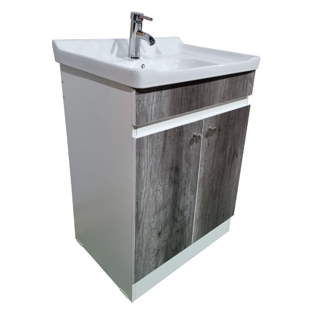 MODERN SPACE - Vanitorio Mdf 60x47cm Gris Con Loza N + Grifería