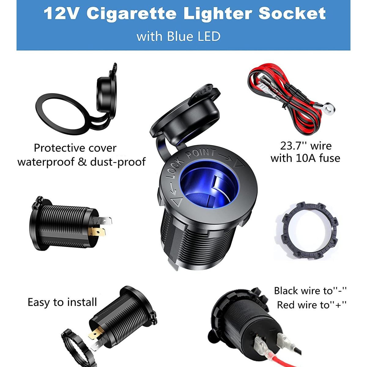 ZG STORE - Enchufe Encendedor Toma Corriente 12v 24v Luz Led Auto Moto