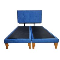 CAMA EUROPEA DOS PLAZAS FELPA AZUL