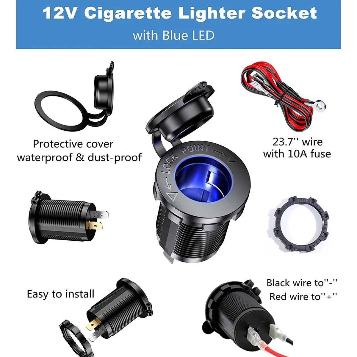 GENERICO - Enchufe Encendedor Toma Corriente 12v 24v Luz Led Auto Moto