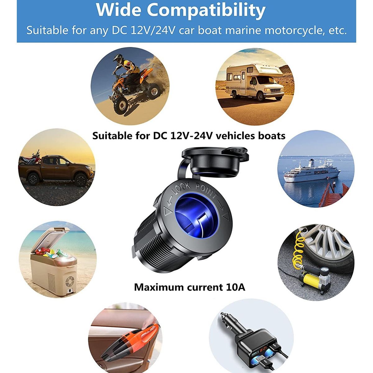 ZG STORE - Enchufe Encendedor Toma Corriente 12v 24v Luz Led Auto Moto