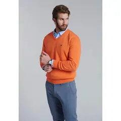 FEROUCH - Sweater V Neck Melange F Naranjo