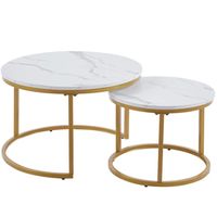 Mesa De Centro Cuarzo Redonda Anidadas