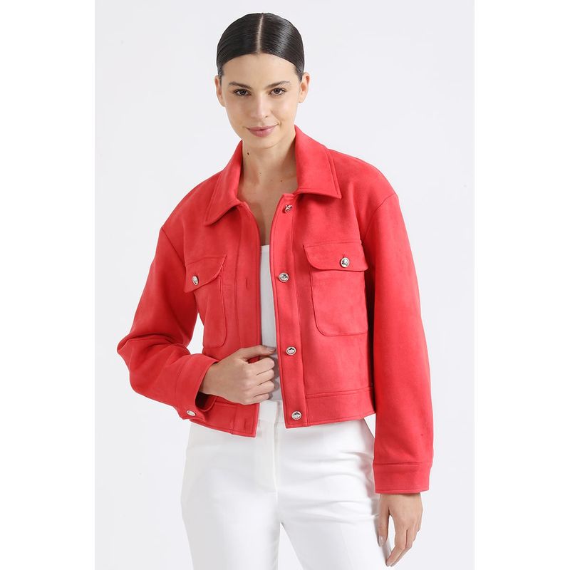 LIOLA - Chaqueta Cargo, Efecto Gamuza, Rojo Liola