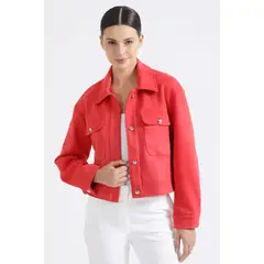 LIOLA - Chaqueta Cargo, Efecto Gamuza, Rojo
