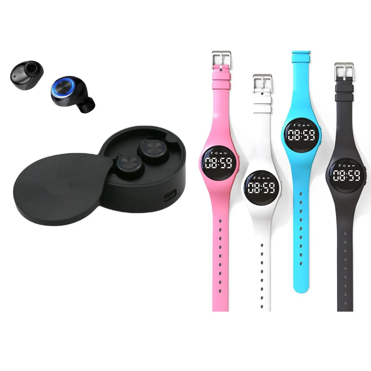 GENERICO - Audífonos Inalámbrico Hifi Android iPhone y 1 Reloj digital de regalo