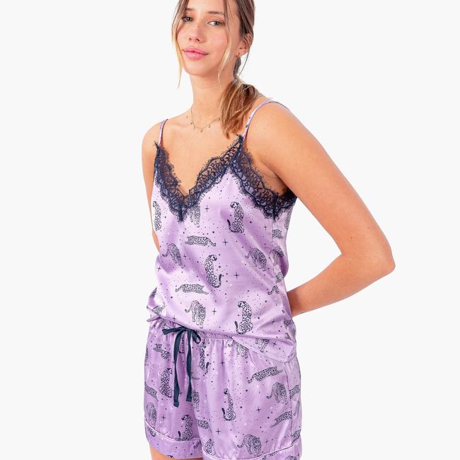 LOUNGE - Set Pijama Satinado Tigres