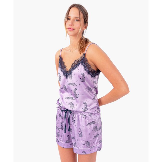 LOUNGE - Set Pijama Satinado Tigres