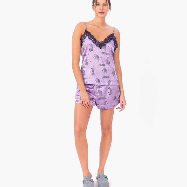 LOUNGE - Set Pijama Satinado Tigres