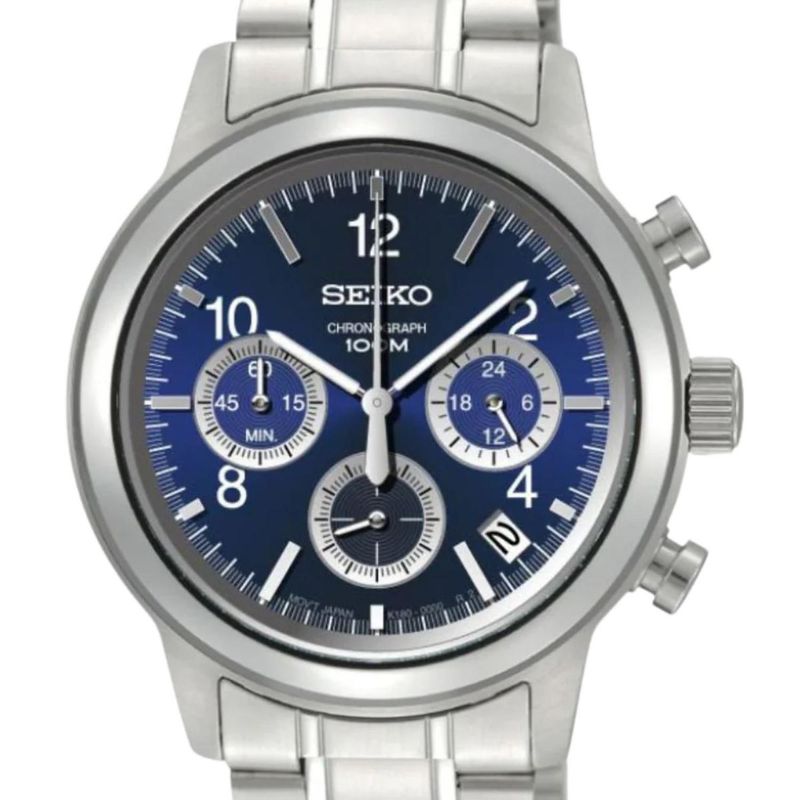 SEIKO - Reloj Seiko Cuarzo Cronografo Esfera Azul 100m SSB005