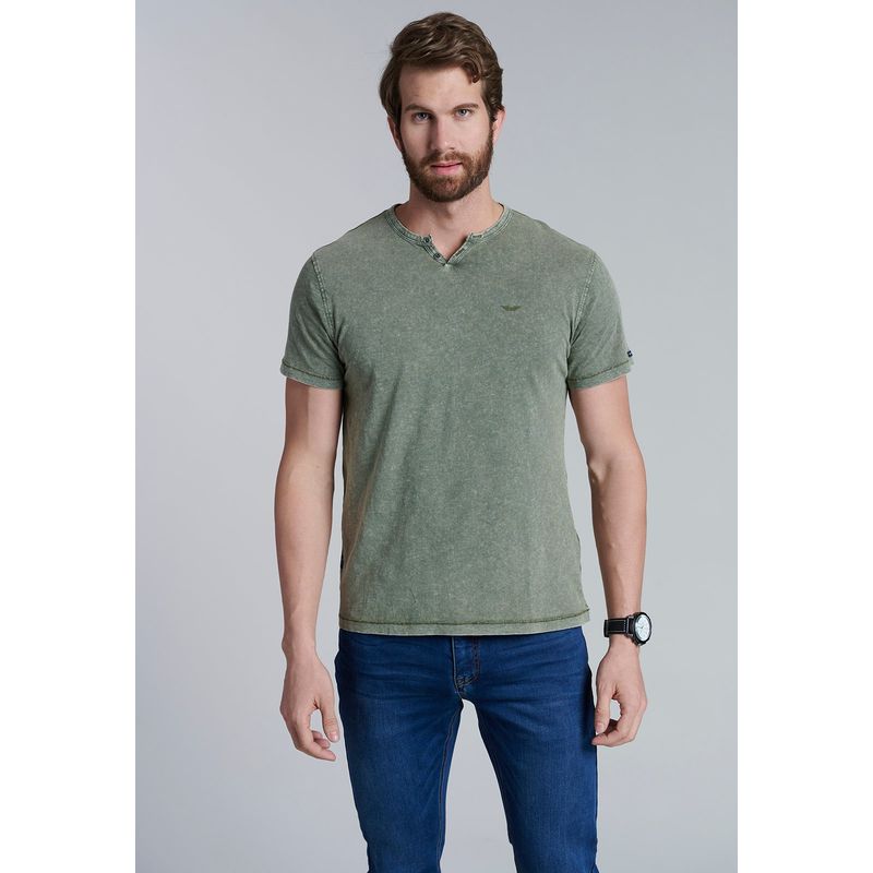 FEROUCH - Polera Henley Oregon Verde Ferouch