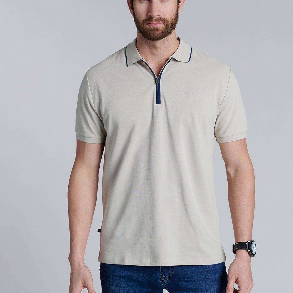 FEROUCH - Polera Polo Cierre Dallas Beige Ferouch