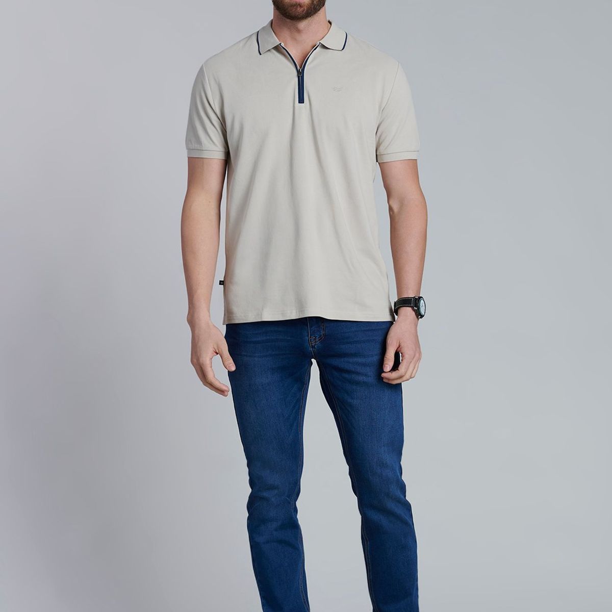 FEROUCH - Polera Polo Cierre Dallas Beige Ferouch