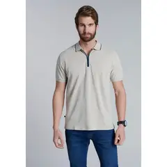 FEROUCH - Polera Polo Cierre Dallas Beige