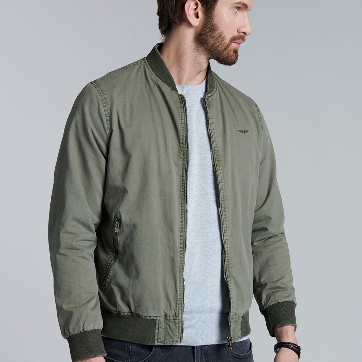 FEROUCH - Chaqueta Bomber Garment Dyed Fj Verde Ferouch